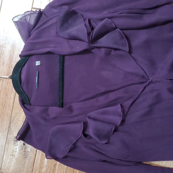 Tahari Purple Ruffled Longline Cardigan - Picture 8 of 8